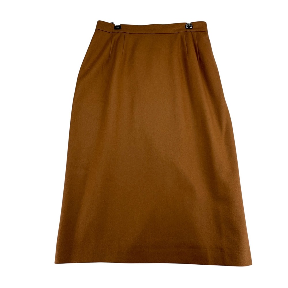 Sag Harbor 100% Wool Midi Lined High Waisted Skirt Women Size 10 Brown Camel